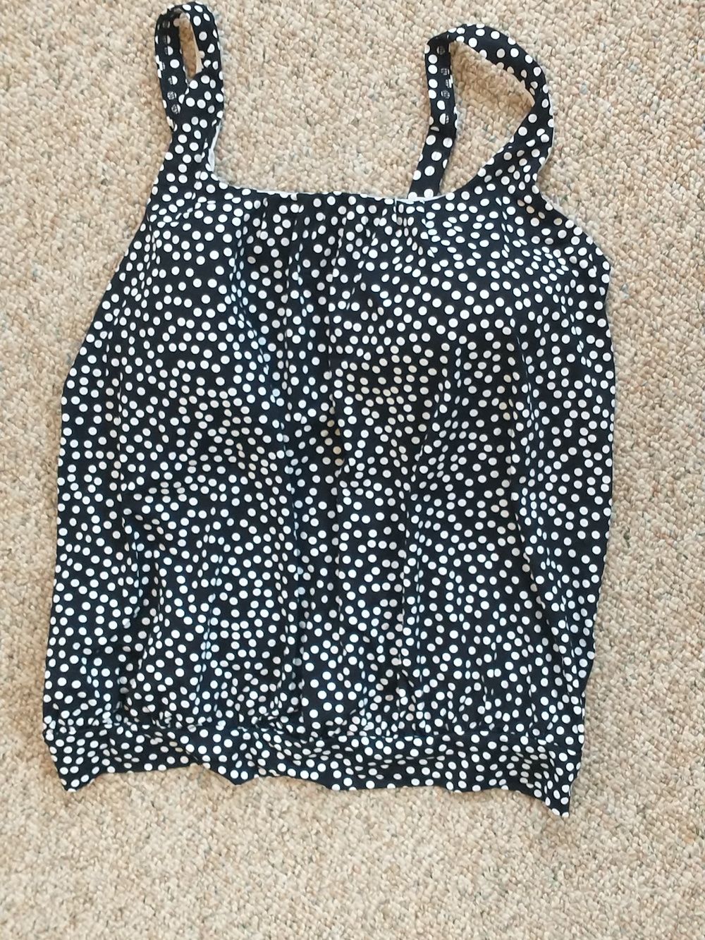 Lands' End Blouson Style Black Polka Dot Swim top 16